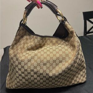 Used Authentic Gucci Horsebit Hobo Shoulder Bag
